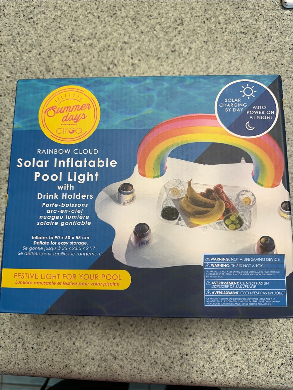 Summer Days Rainbow Cloud Solar Inflatable Pool Light - White with Rainbow
